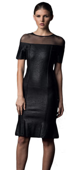 Black Metalic Stretch-Knit dress