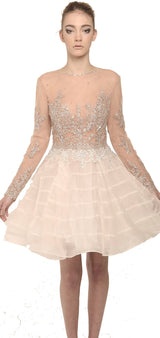 Silk organza lace and bead dress