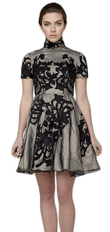 High collar silk dress