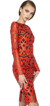 Red and black Lasercut dress