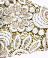 Adjustable Ivory Guipure Lace on Gold Lamé Mask