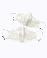 Adjustable Off White Jacquard Satin Mask