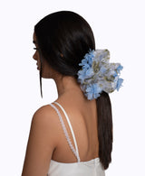 3D Blue Floral Organza Ultra Scrunchie