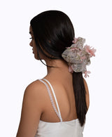3D Pink Floral Organza Ultra Scrunchie