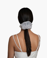 BLACK POLKA DOT WHITE TULLE SUPER SCRUNCHIE