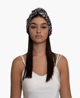 Multicolour Sequin Silk Knot Turban Hat