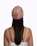 Rose Gold Sequin Silk Knot Turban Hat