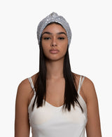 Silver Sequin Silk Knot Turban Hat