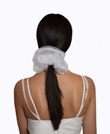 White Polka Dot White Tulle Ultra Scrunchie