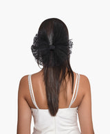 Ruffled Polka Dot Tulle Bow Hair Clip