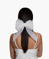 Pearl Embellished Mesh Bow Hair Clip