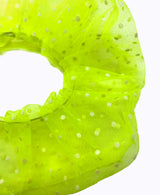 White Polka Dot Neon Tulle Ultra Scrunchie