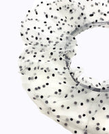 BLACK POLKA DOT WHITE TULLE SUPER SCRUNCHIE