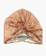 Rose Gold Sequin Silk Knot Turban Hat