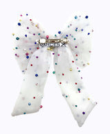 Multicolour Pearl Embellished Mesh Bow Hair Clip