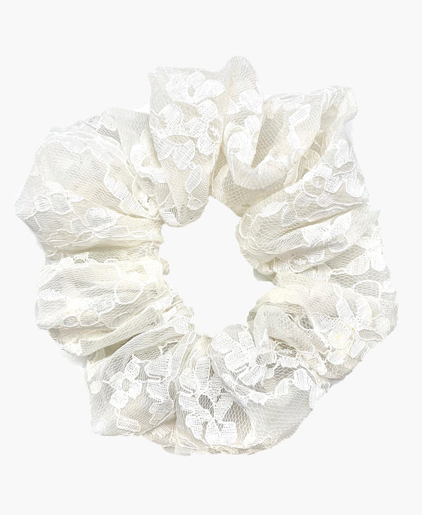 White Lace Organza Ultra Scrunchie