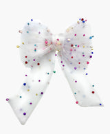 Multicolour Pearl Embellished Mesh Bow Hair Clip