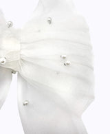 Pearl Embellished Mesh Bow Hair Clip