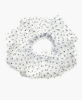 Black Polka Dot White Tulle Ultra Scrunchie