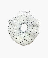 BLACK POLKA DOT WHITE TULLE SUPER SCRUNCHIE