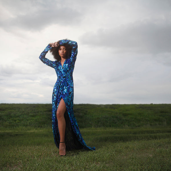 wolf and badger blue dress Cotton Annabel Maxi Dress In Marrakesh Blue & Gold (XL) reviews - Wolf & Badger