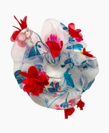 3D Red Floral Organza Super Scrunchie