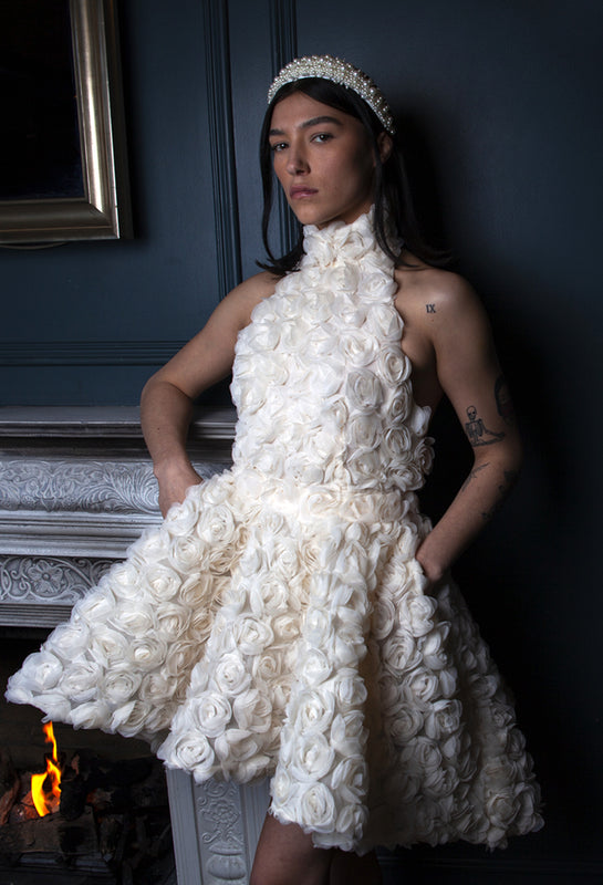 white flower designer bridal dress narces