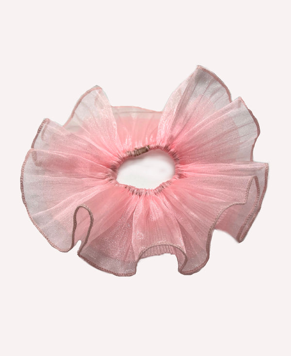 Pleated organza scrunchie - baby pink 