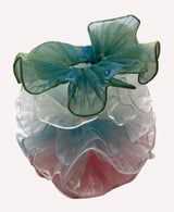 Blue green mini pleat organza scrunchie