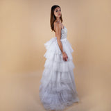 Serene Sparkle Ruffle Tulle Overskirt | side view bridal 