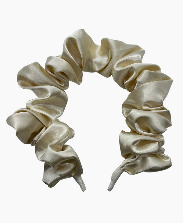 Ivory Satin Scrunchie Headband