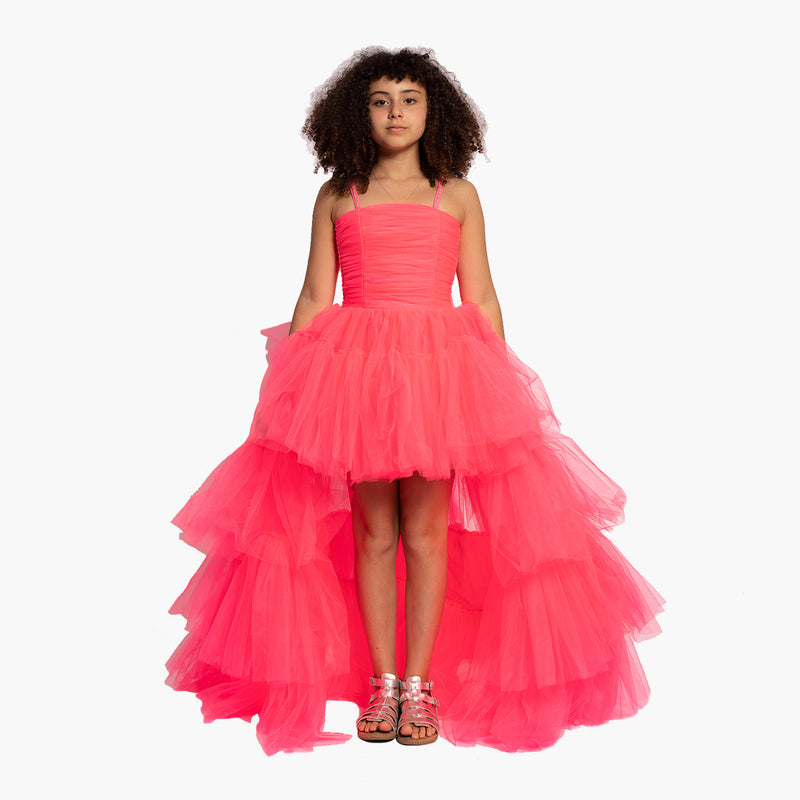 Fleur Neon Pink Girls Dress – NARCES Fleur Neon Pink Girls Dress – NARCES