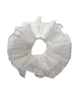 Pleated organza white scrunchie 