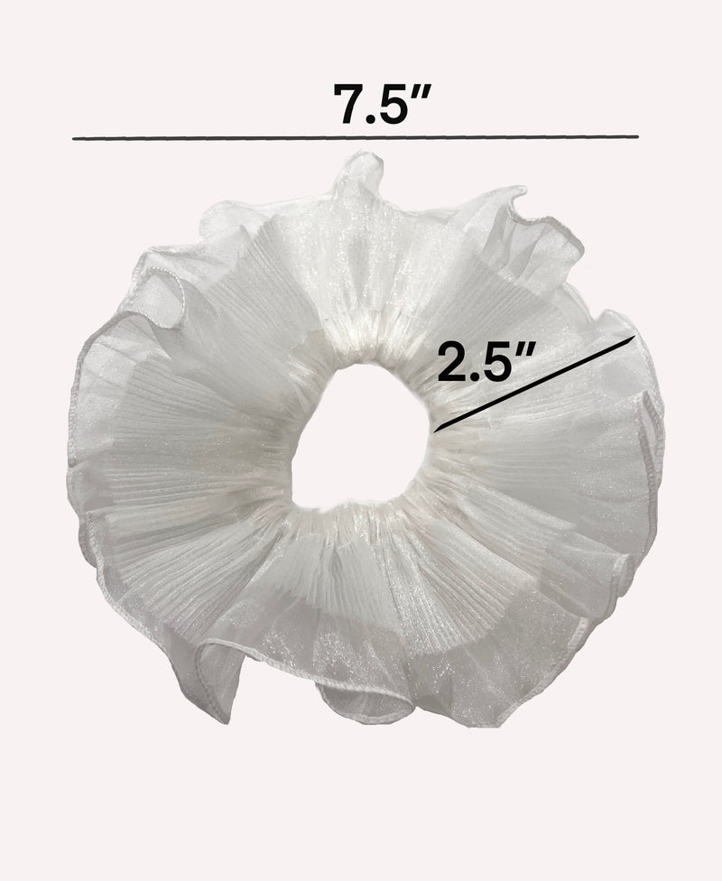 White mini pleat organza scrunchie