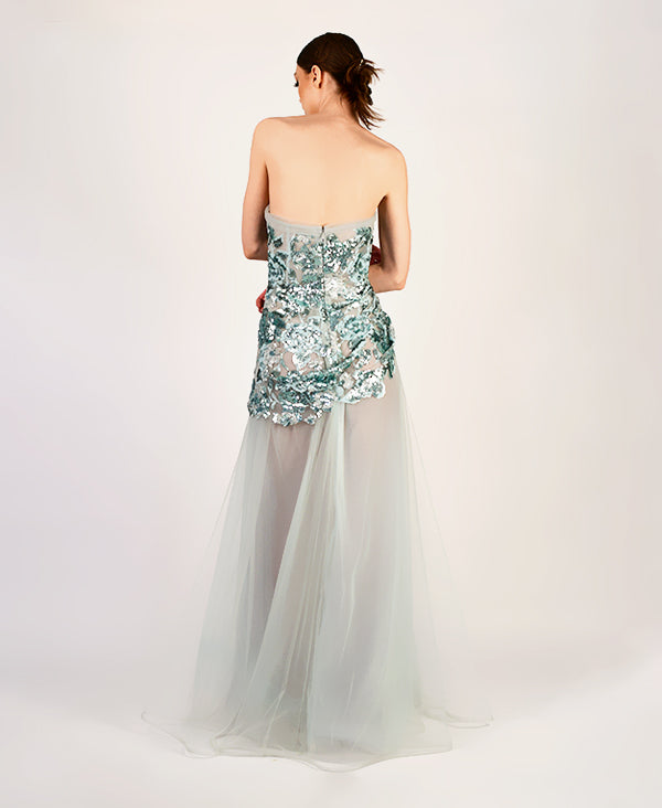 Paradiso Strapless Gown crossed arm