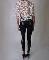 Off White 3D Floral Sheer Tulle Top