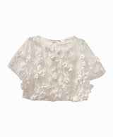 Off White 3D Floral Sheer Tulle Top