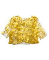 Yellow 3D Floral Sheer Tulle Top