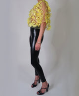 Yellow 3D Floral Sheer Tulle Top
