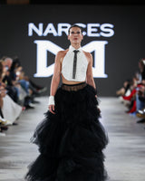 Alexxx Tuxedo Top in white by NARCES