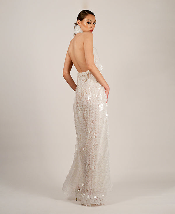 Amelie off white sequin gown