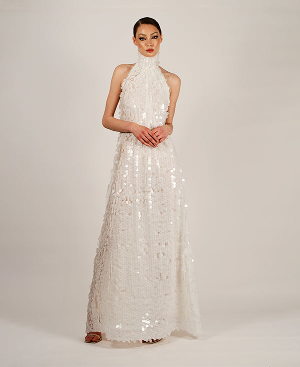 Amelie off white sequin gown