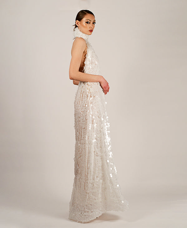 Amelie off white sequin gown