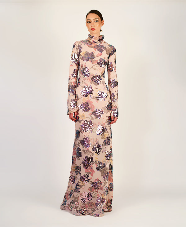 Autum Sequin Print Gown