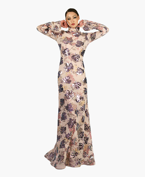 Autum Sequin Print Gown