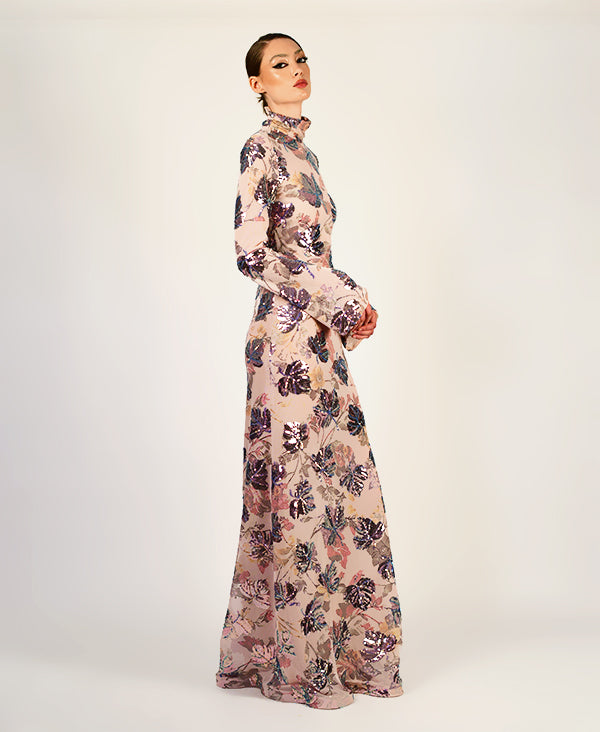 Autum Sequin Print Gown