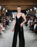 Charlotte Sequin Jumpsuit in black by NARCES