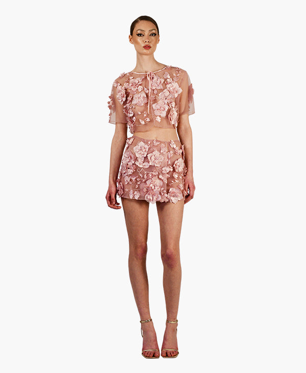 Ella 3d floral skirt