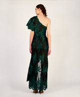 Forest asymetric lace gown