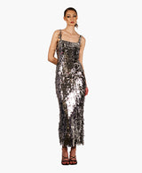 Lazda silver fringe sequin dress